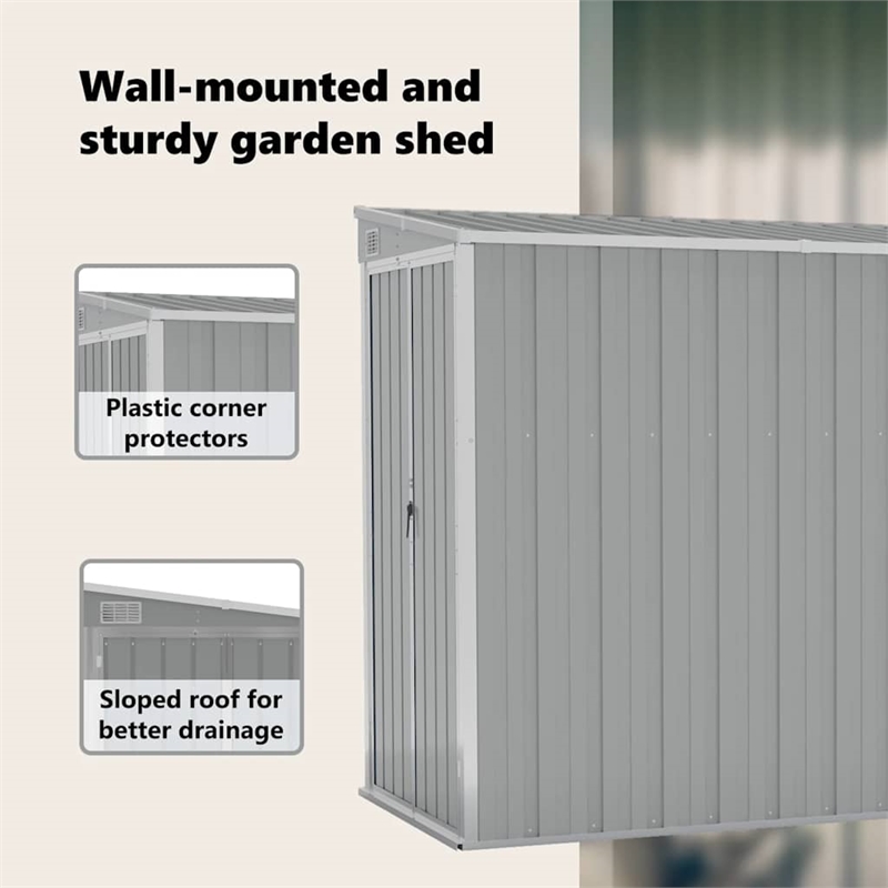 vidaXL Galvanized Steel Large Garden Shed in Grey