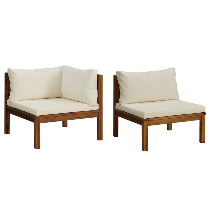 vidaXL Solid Acacia Wood Modular Sofa Set in Cream White