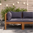 vidaXL Solid Acacia Wood Medium Corner Sofa in Dark Grey