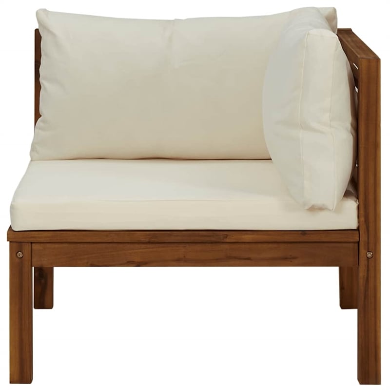vidaXL Solid Acacia Wood Sturdy Corner Sofa in Cream White