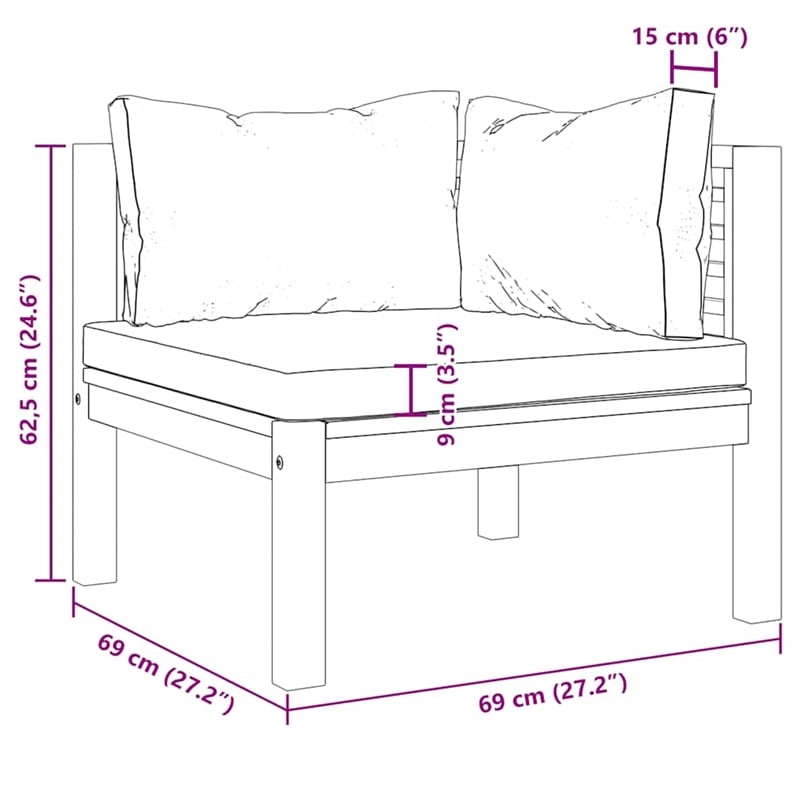 vidaXL Solid Acacia Wood Sturdy Corner Sofa in Cream White