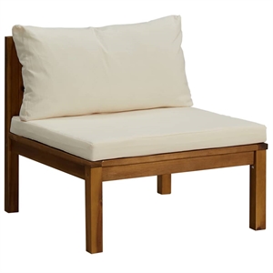 vidaXL Solid Acacia Wood Middle Sofa in Cream White