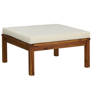 vidaXL Solid Acacia Wood Footrest in Cream White