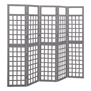 vidaXL 79.3&quotx70.9&quot Solid Fir Wood 5-Panel Room Divider/Trellis in Gray