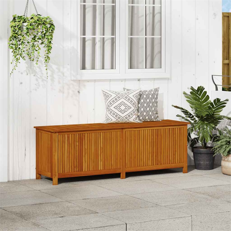 vidaXL Oiled Solid Acacia Wood Storage Box in Brown