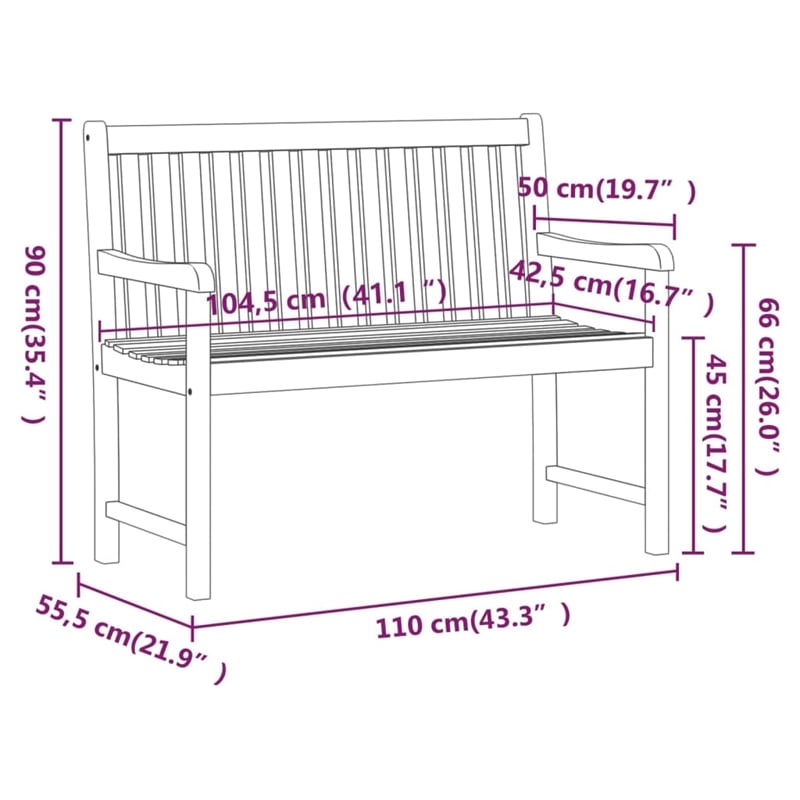vidaXL Solid Acacia Wood Garden Bench in Natural/Brown