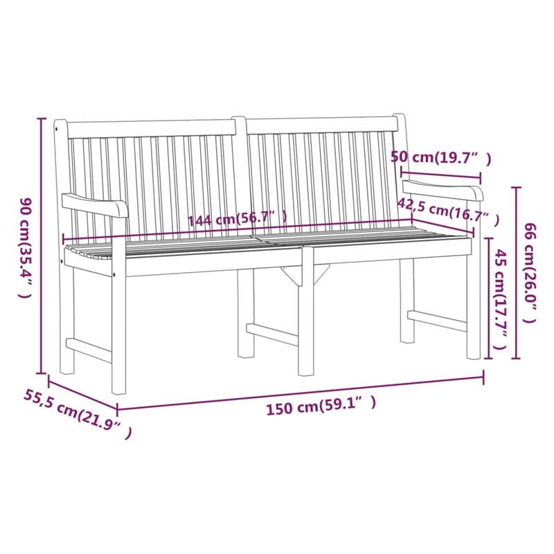 vidaXL Durable Solid Acacia Wood Garden Bench in Natural/Brown