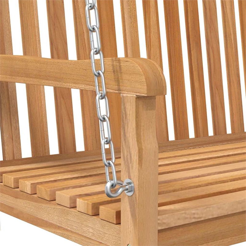 vidaXL Solid Teak Wood Standard Durable Swing Bench in Natural