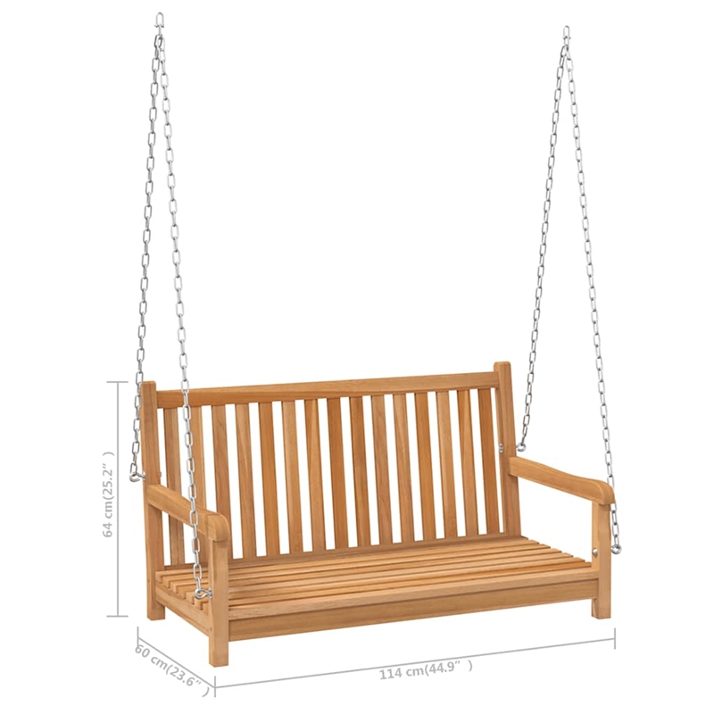 vidaXL Solid Teak Wood Standard Durable Swing Bench in Natural