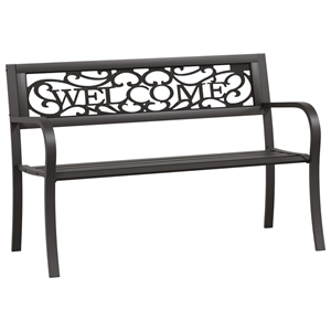 vidaXL Powder-Coated Steel Garden Bench in Black