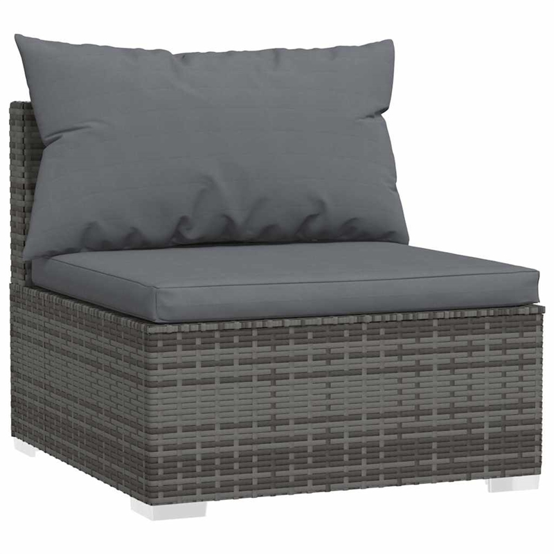 vidaXL PE Rattan Medium Garden Middle Sofa in Grey