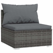 vidaXL PE Rattan Medium Garden Middle Sofa in Grey