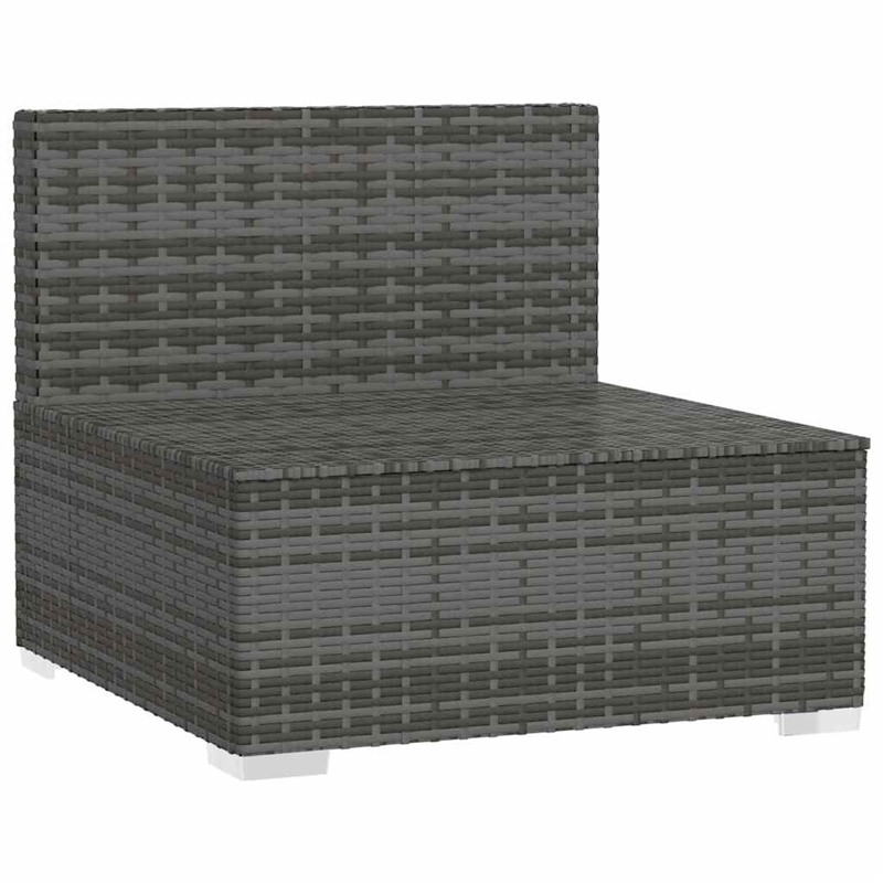 vidaXL PE Rattan Medium Garden Middle Sofa in Grey