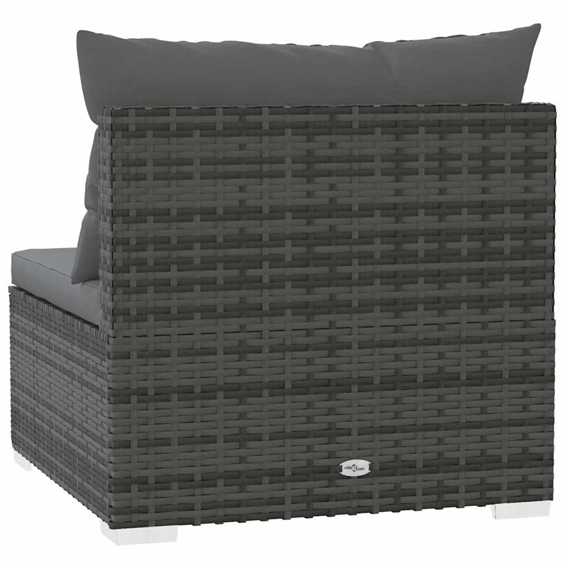 vidaXL PE Rattan Medium Garden Middle Sofa in Grey