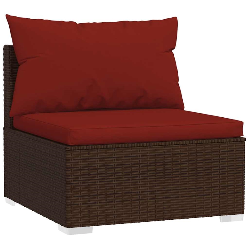 vidaXL PE Rattan Garden Middle Sofa in Brown