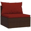 vidaXL PE Rattan Garden Middle Sofa in Brown