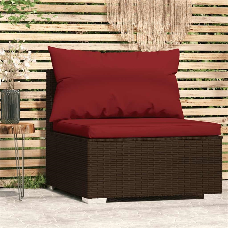 vidaXL PE Rattan Garden Middle Sofa in Brown