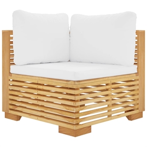 vidaXL Solid Teak Wood Medium Corner Sofa in Cream