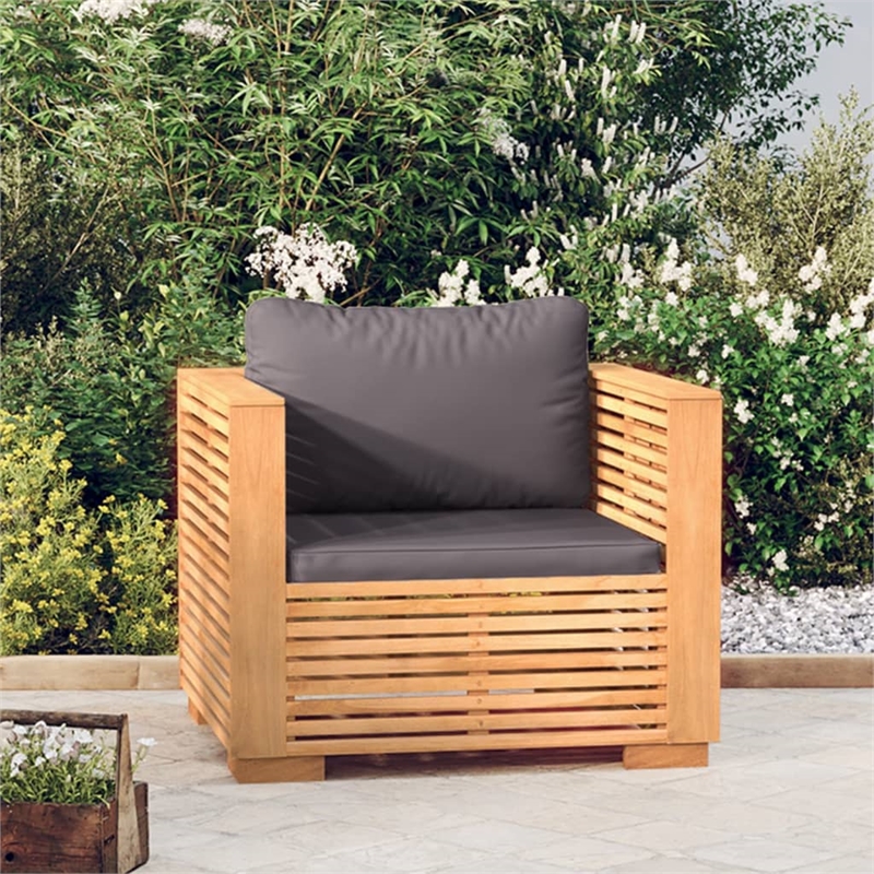 vidaXL Sofa Chair in Dark Grey and Natural Wood