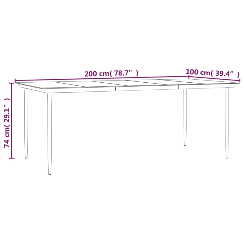 vidaXL Powder-Coated Steel Large Durable Dining Table in Black