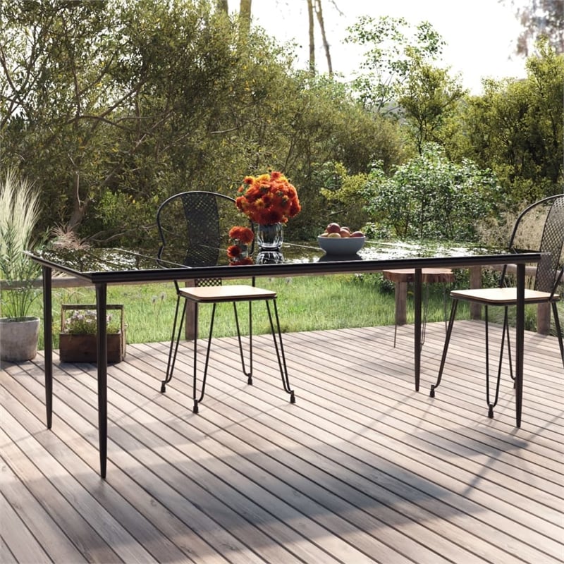 vidaXL Powder-Coated Steel Large Durable Dining Table in Black
