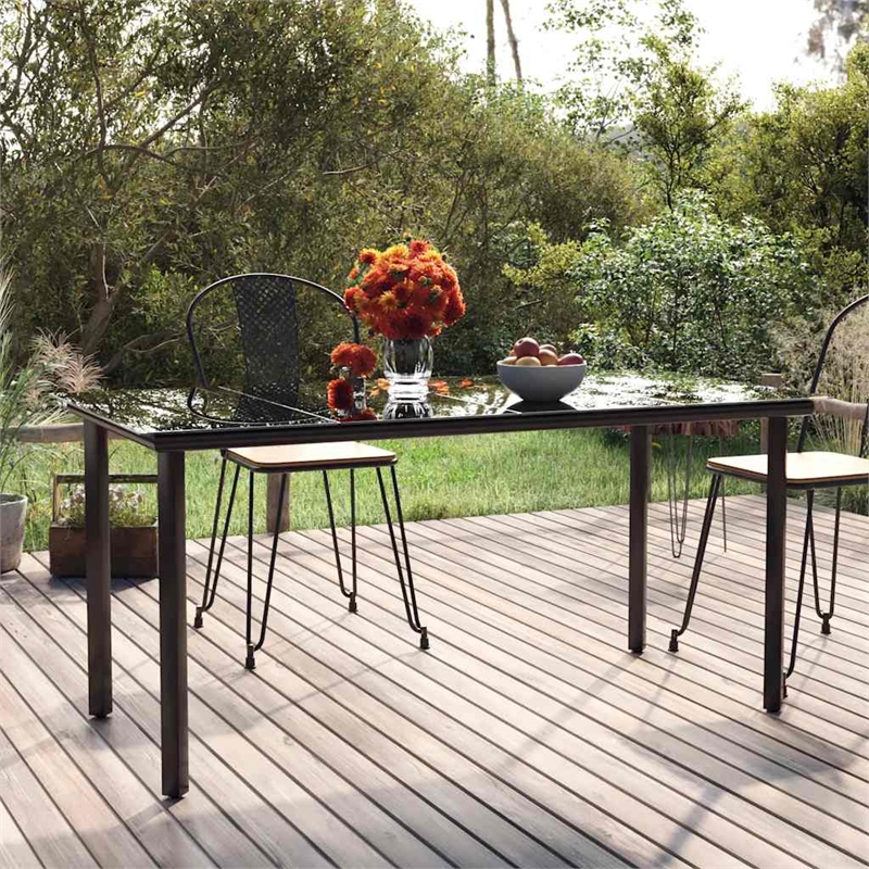 vidaXL Powder-Coated Steel Dining Table in Black