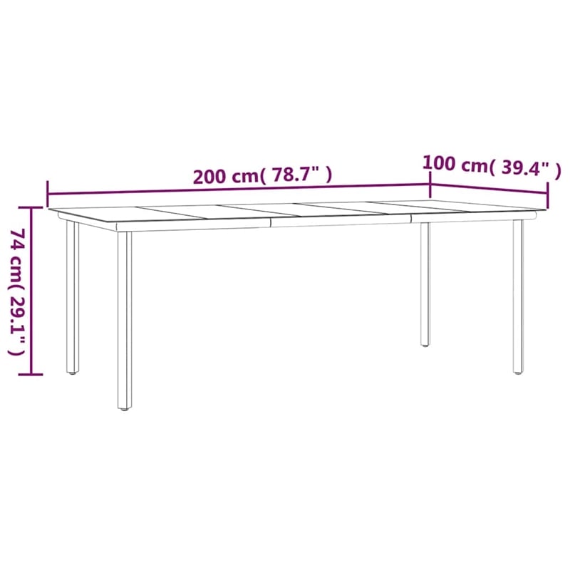 vidaXL Powder-Coated Steel Dining Table in Black