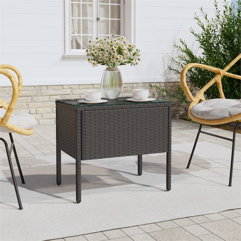vidaXL Poly Rattan Compact Durable Side Table in Black