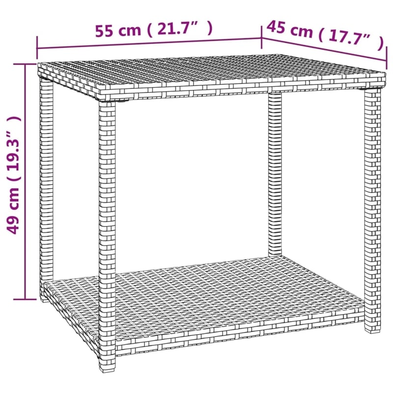 vidaXL PE Rattan Standard Side Table in Black