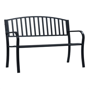 vidaXL 47.2&quot Powder-Coated Steel Durable Garden Bench in Black
