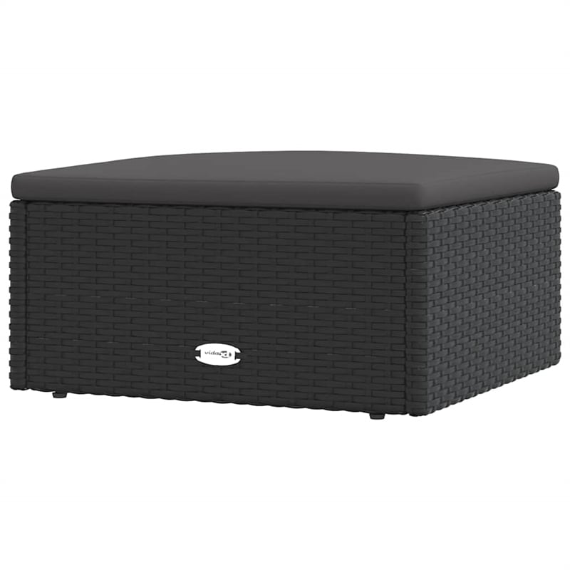vidaXL Modular PE Rattan Small Garden Footstool in Black