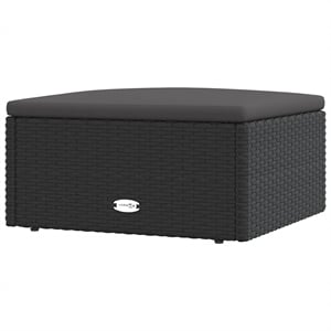 vidaXL Modular PE Rattan Small Garden Footstool in Black