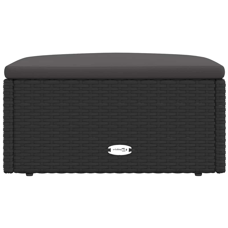 vidaXL Modular PE Rattan Small Garden Footstool in Black