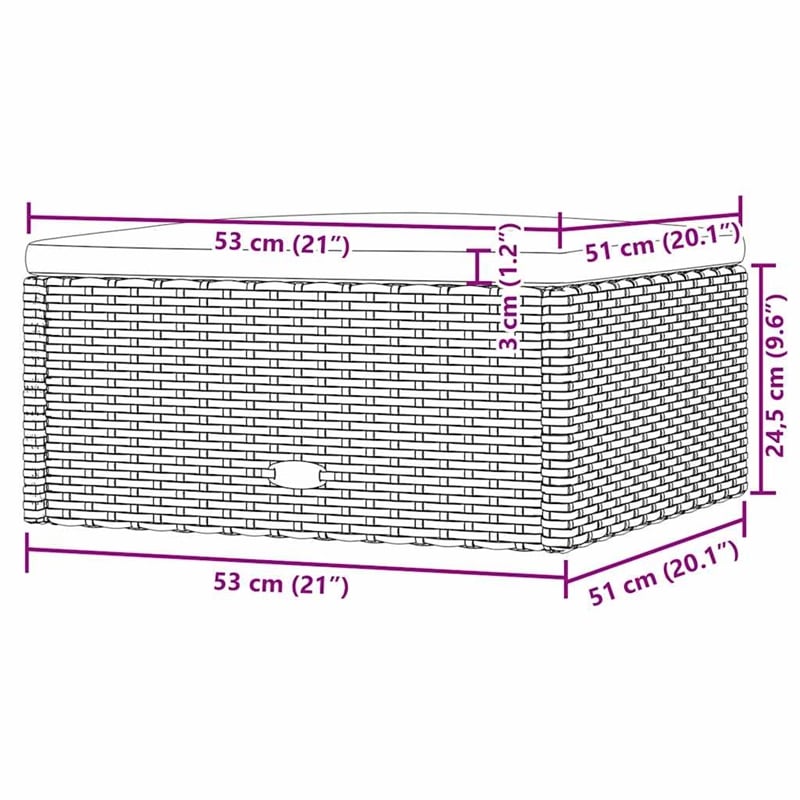 vidaXL Modular PE Rattan Small Garden Footstool in Black
