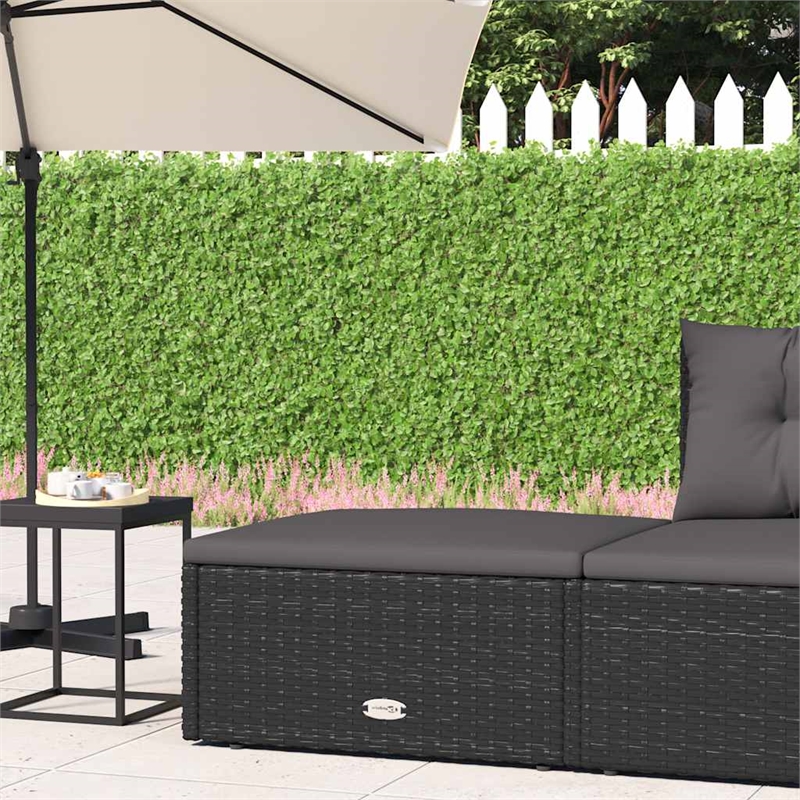 vidaXL Modular PE Rattan Small Garden Footstool in Black