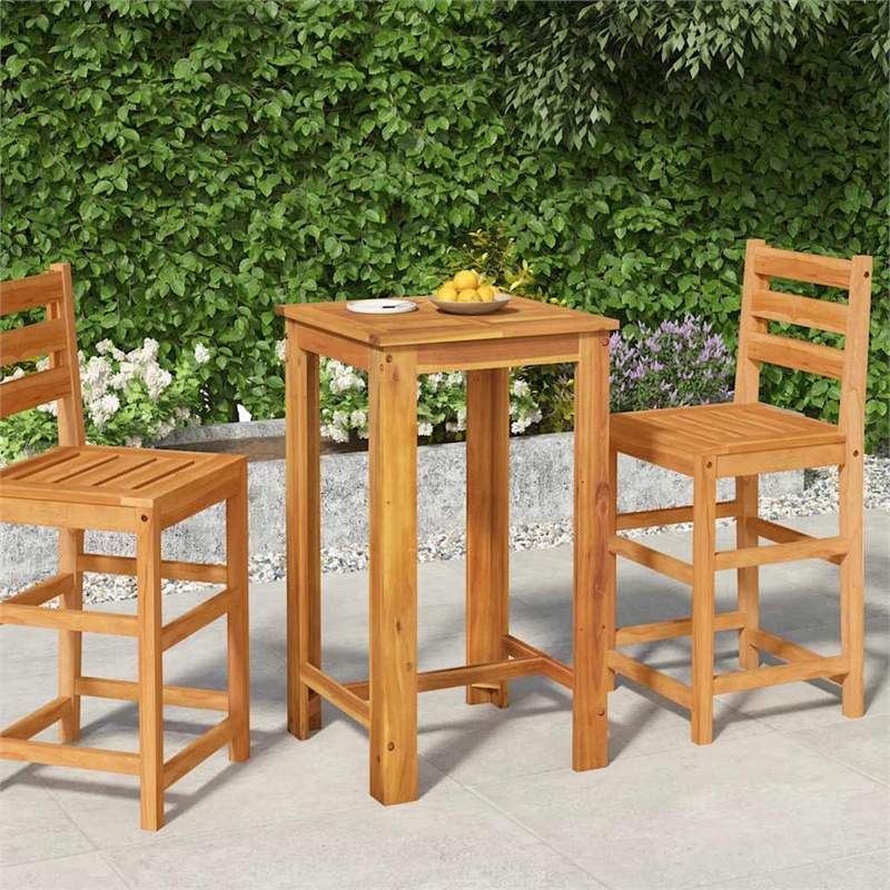 vidaXL Solid Acacia Wood Medium Durable Garden Bar Table in Brown/Natural