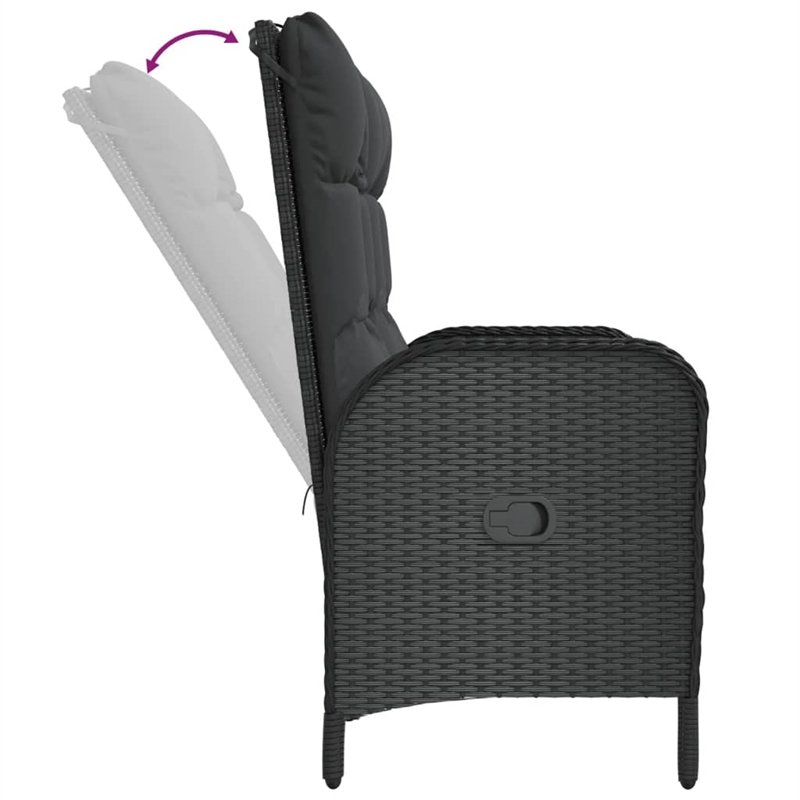 vidaXL Reclining Garden Bench in Black