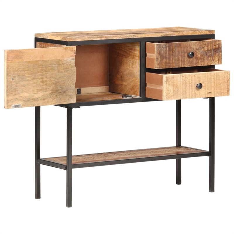 vidaXL Natural Mango Wood Sideboard in Brown/Black Iron