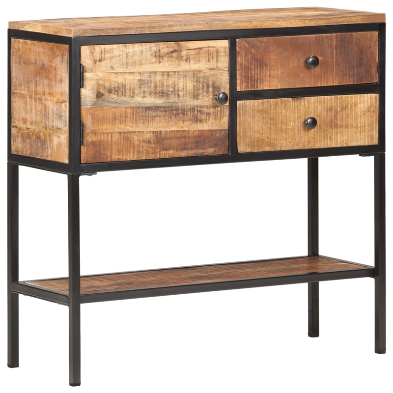 vidaXL Natural Mango Wood Sideboard in Brown/Black Iron