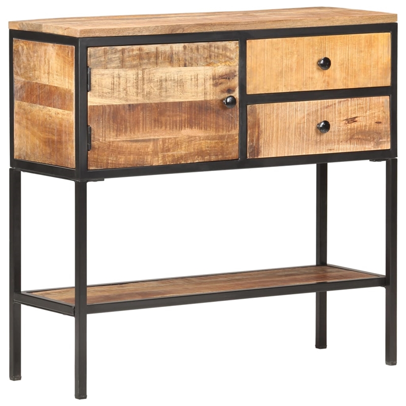 vidaXL Natural Mango Wood Sideboard in Brown/Black Iron