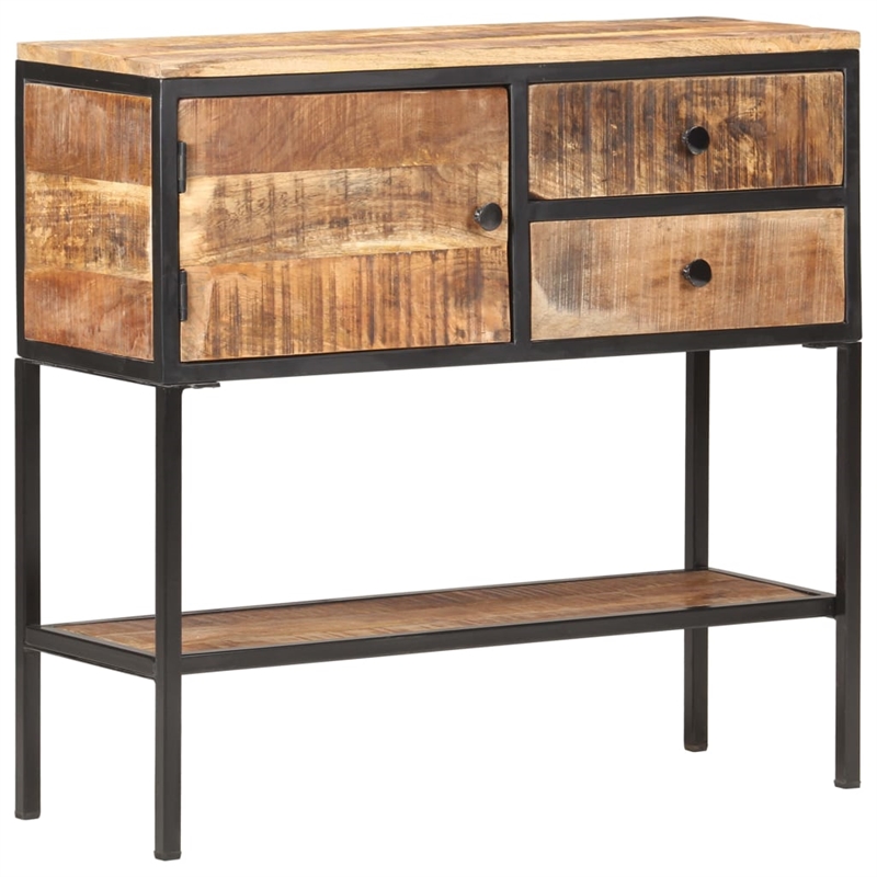 vidaXL Natural Mango Wood Sideboard in Brown/Black Iron