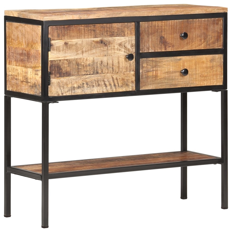vidaXL Natural Mango Wood Sideboard in Brown/Black Iron
