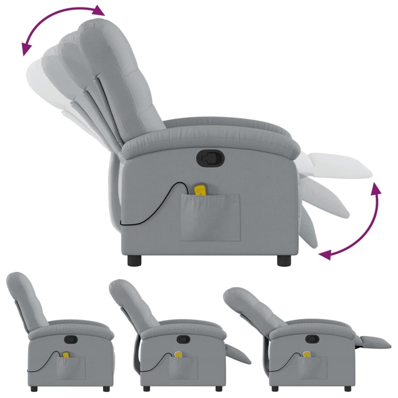 vidaXL Massage Recliner Chair in Light in Gray