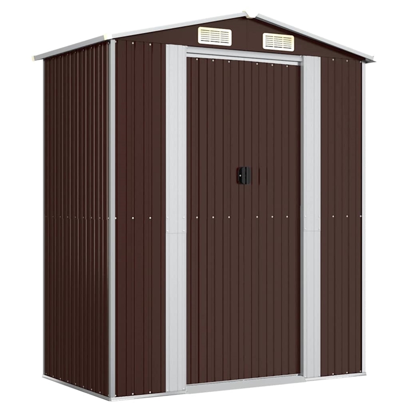vidaXL Galvanized Steel Large Garden Shed in Dark Brown