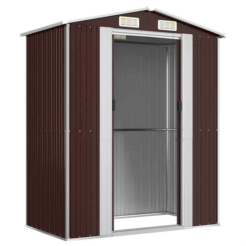 vidaXL Galvanized Steel Large Garden Shed in Dark Brown