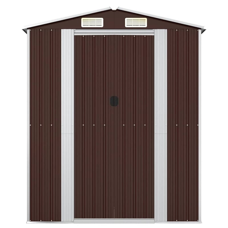 vidaXL Galvanized Steel Large Garden Shed in Dark Brown