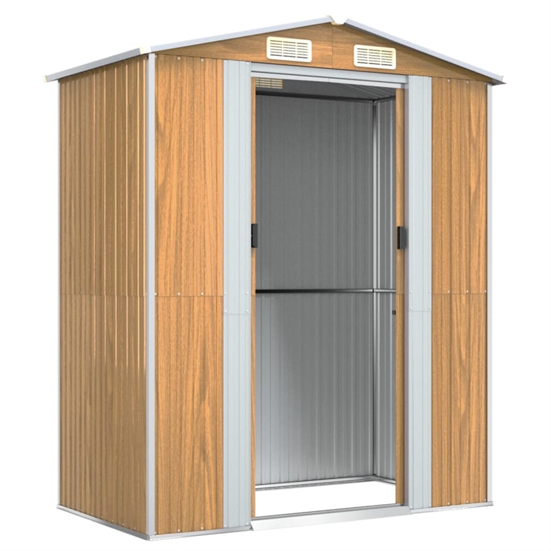 vidaXL Galvanized Steel  Garden Shed in Light Brown