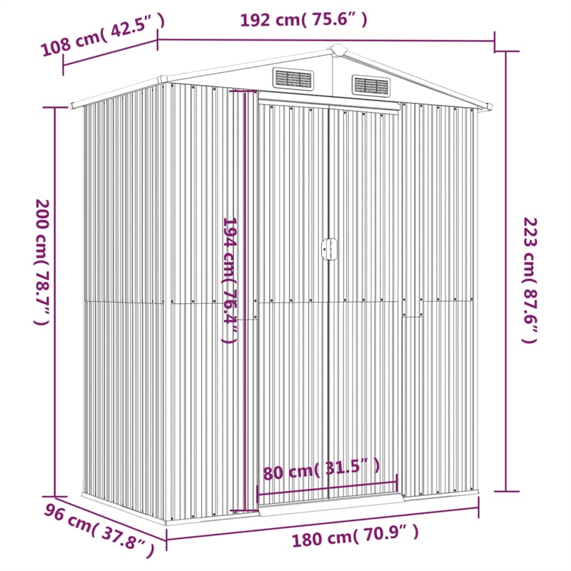 vidaXL Galvanized Steel  Garden Shed in Light Brown