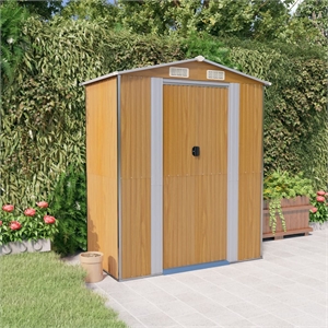 vidaXL Galvanized Steel  Garden Shed in Light Brown