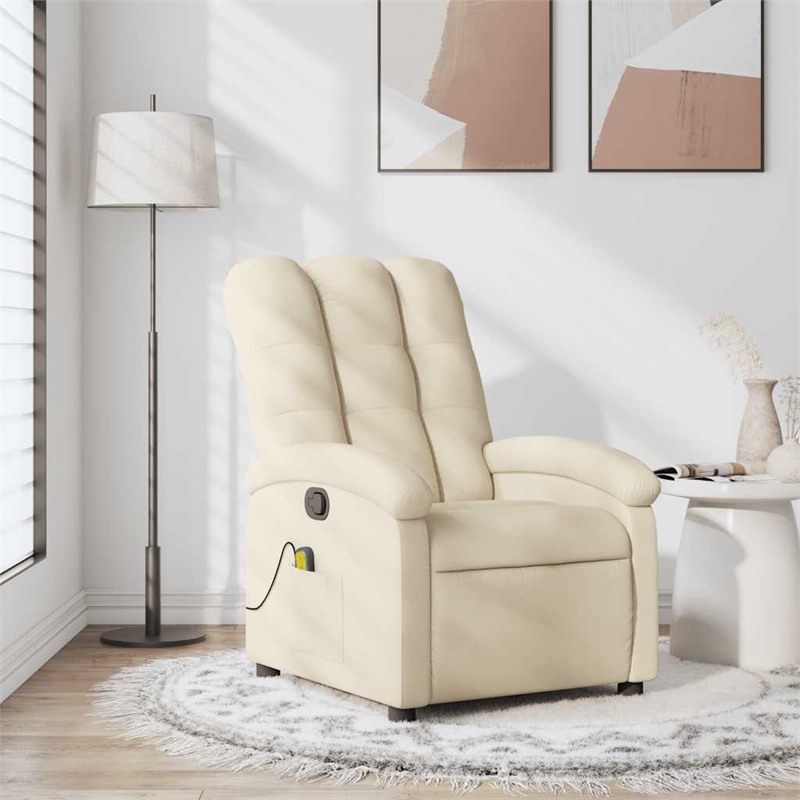 vidaXL Fabric Massage Recliner Chair in Cream